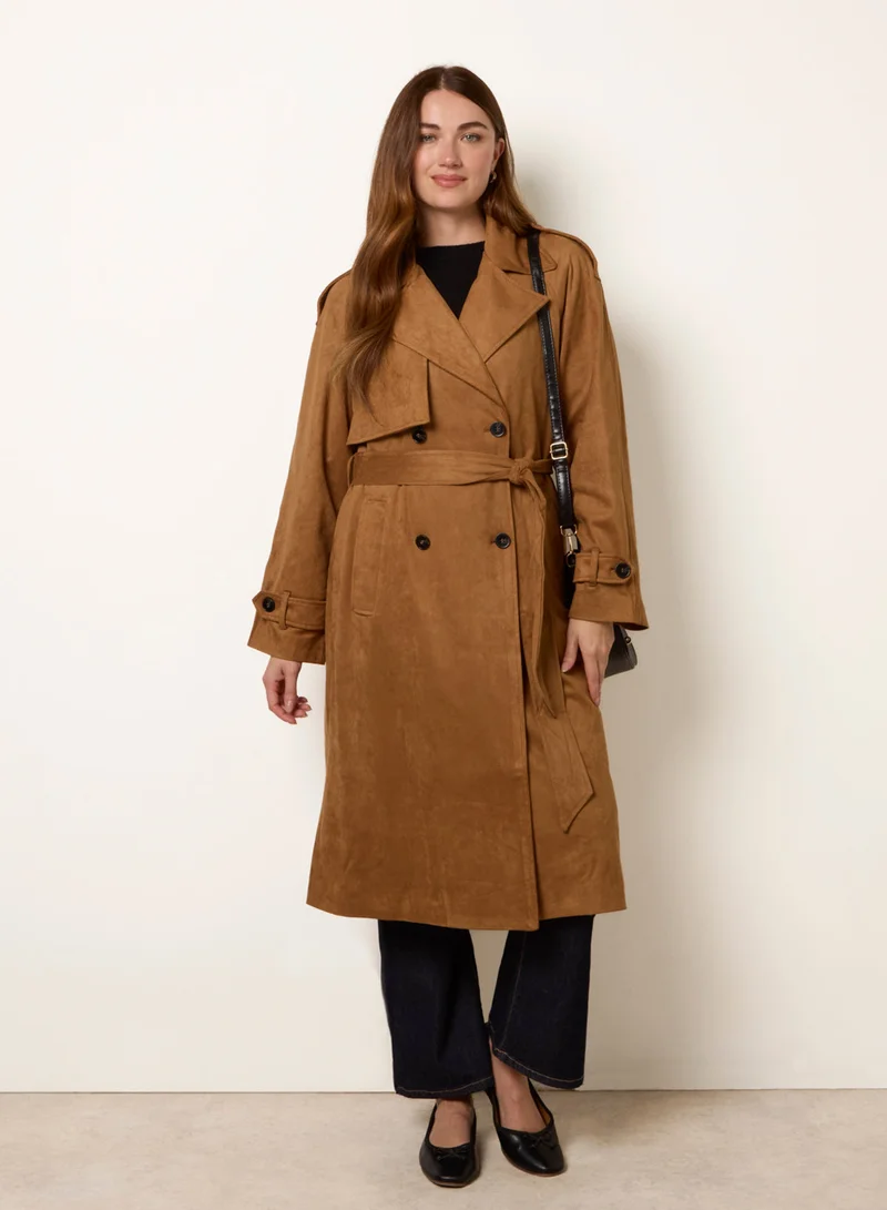 Blue Vanilla Suedette Trench Coat
